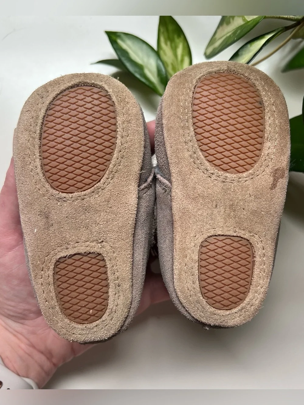 Zutano Leather Baby Walker Booties - Taupe/Gray
